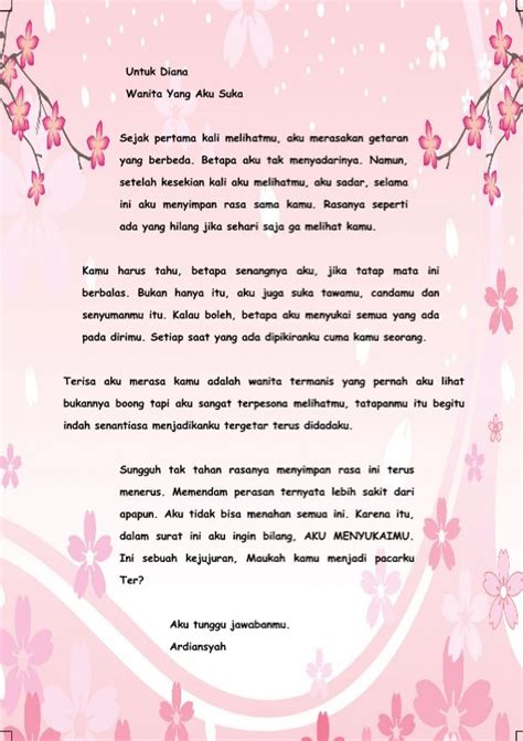 Contoh Surat Cinta Ungkapkan Perasaan Pertama Kali Format Word - IDNOffice
