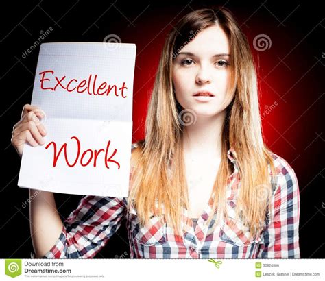 Excellent Work, Exam and Proud Woman Stock Photo - Image of exam ...