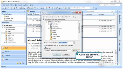 How To Archive Emails With Outlook 2007 Youtube