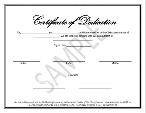 Printable Child Dedication Certificate Templates The