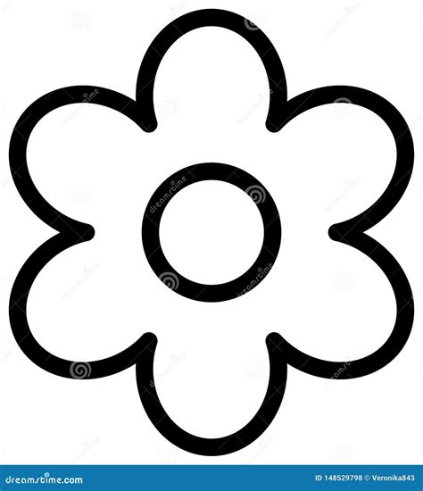 Flower Outline Icon Vector Bloom Simple Illustration Stock Vector