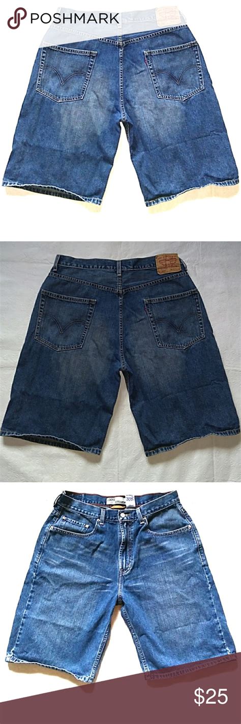 Levis 569 Str8 Loose Fit Distressed Denim Shorts Distressed Denim