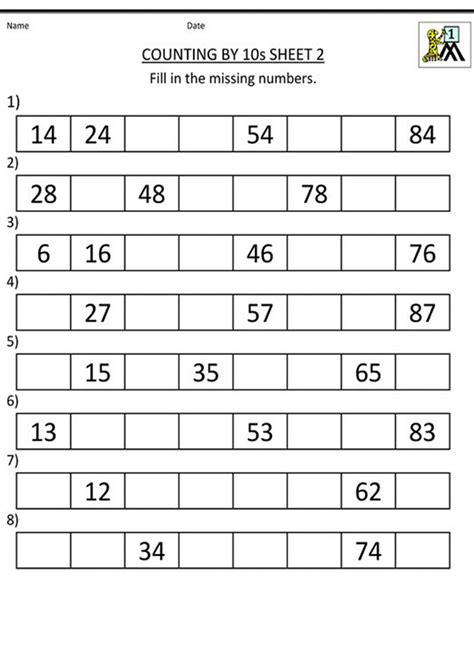 Free And Fun Missing Number Worksheets