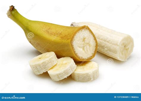 Peeled And Sliced Bananas On White Background Stock Image Image Of