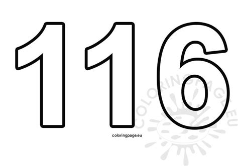 Number 116 Outline Coloring Page