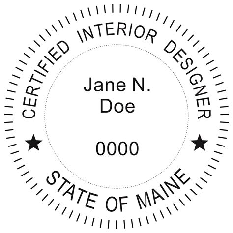 Maine Pre Inked Certified Interior Designer Stamp Winmark Stamp