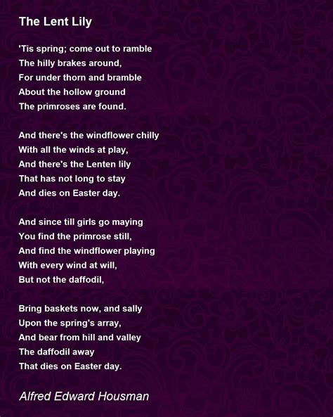 The Lent Lily The Lent Lily Poem By Alfred Edward Housman