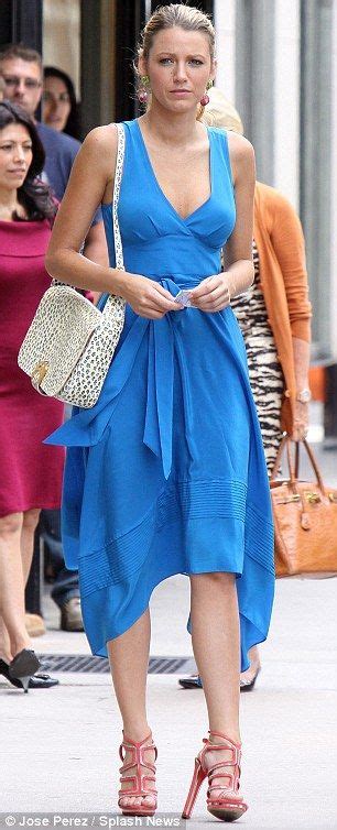 Blake Lively Lives The High Life In Towering Heels And Seductive In Blue On Gossip Girl Set But