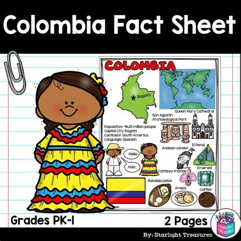 Colombia Fact Sheet For Early Readers Colombia Facts Early Readers