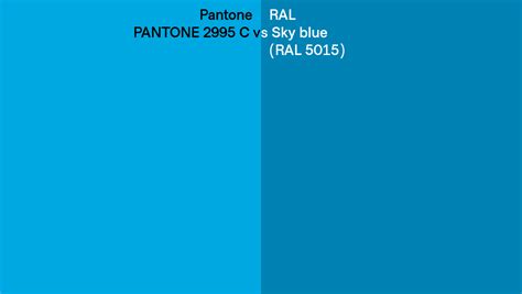 Pantone 2995 C Vs Ral Sky Blue Ral 5015 Side By Side Comparison