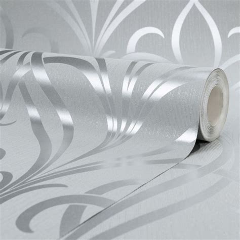 Camden Damask Wallpaper Soft Grey Silver Wallpaper From