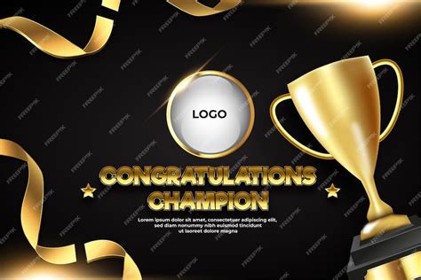 Premium Vector Congratulations Champion Gold Trophy Banner Template