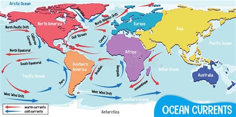 Meeresstr Mungen Auf Der Weltkarte Hintergrund Vektor Abbildung
