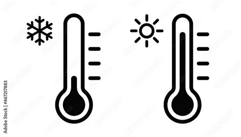 Thermometer Icons Set Cold And Hot Temperature Icons Vector