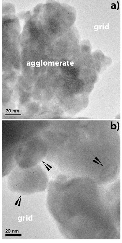 A Typical Hrtem Image Of Nanoparticles Agglomerated B The Agglomerate