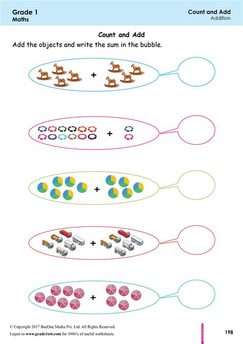 1st Grade Math Worksheet|Addition with Pictures or Objects