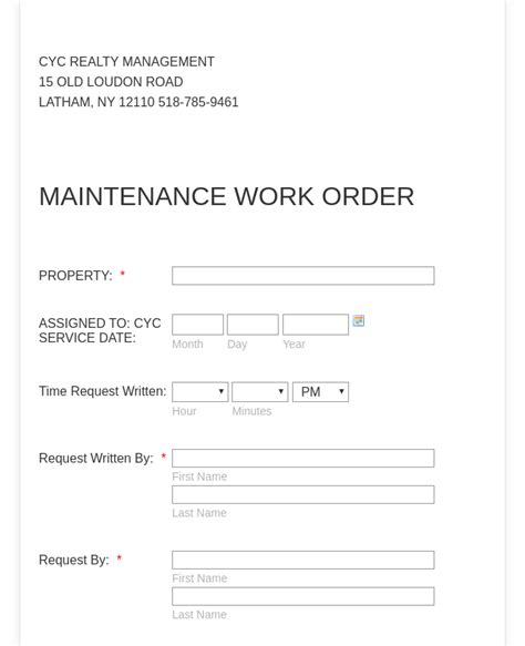 Maintenance Work Order Form Template Jotform