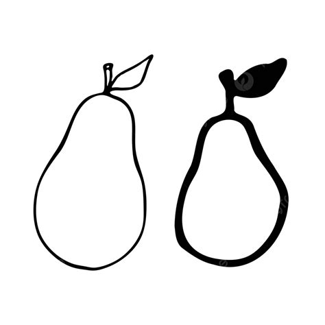 Handdrawn Outline Doodle Icon Of A Pear Complete With Stem And Leaf