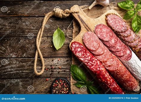 Set Of Different Types Of Sausages Stock Photo Image Of Snack