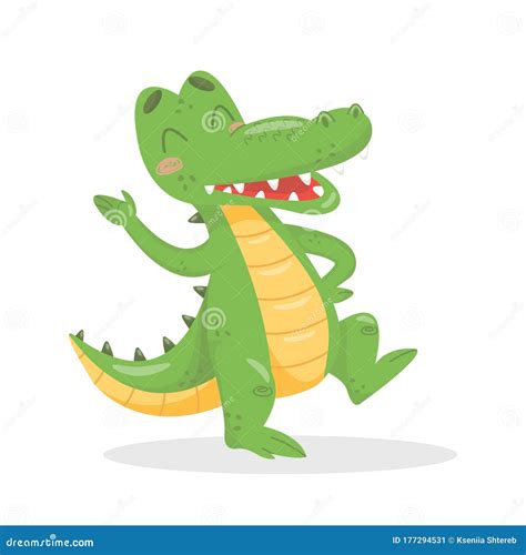 Cartoon Crocodile Waving And Dancing Royalty Free Illustration