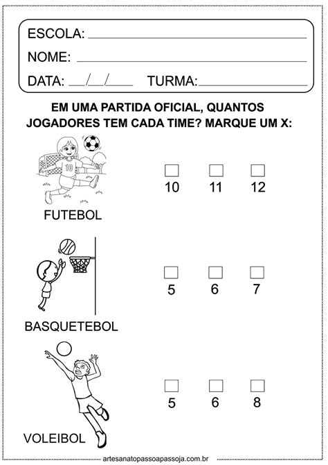 Atividade De Educação Física 4 Ano Para Imprimir