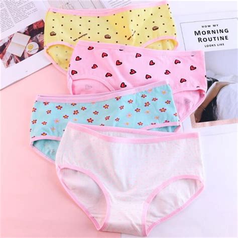 2019 new 4pcs lot cute girl panties underwear briefs cotton lingerie soft comfortable panty twy