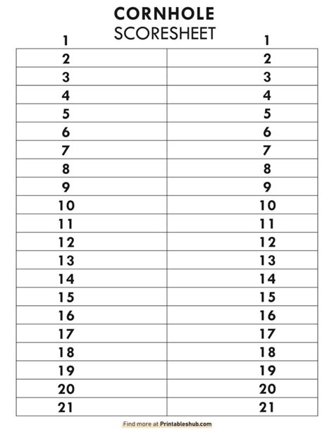 Printable Cornhole Scorecardsscoresheets With Pdf Printables Hub