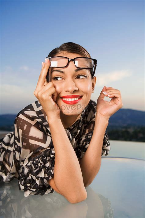 Woman Pushes Glasses Over Head Picture And Hd Photos Free Download On Lovepik