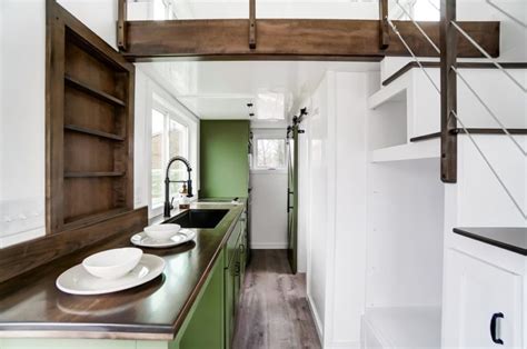 Trinity Thow Modern Tiny Living Home With Stunning Green Cabinets