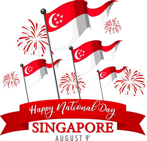 Singapore National Day Banner With Singapore Flag And Fireworks 2906766