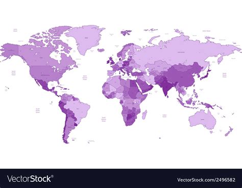 Detailed World Map Violet Colors Royalty Free Vector Image