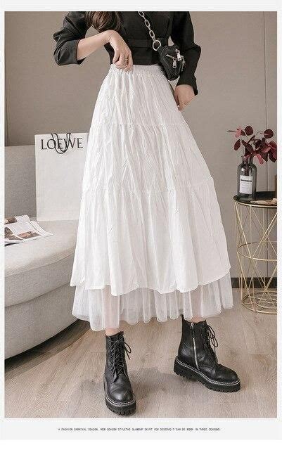 Tulle Long Skirt White Pleated Skirt Maxi Skirt Long Skirt Casual