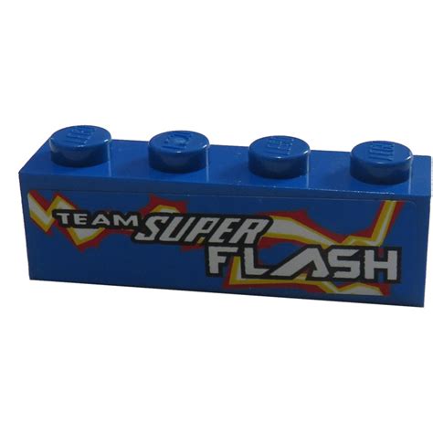 Lego Blau Backstein 1 X 4 Mit Team Super Flash Links Aufkleber