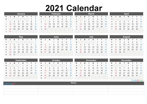 Print Free 2021 Yearly Calendar With Boxes Calendar Printables Free