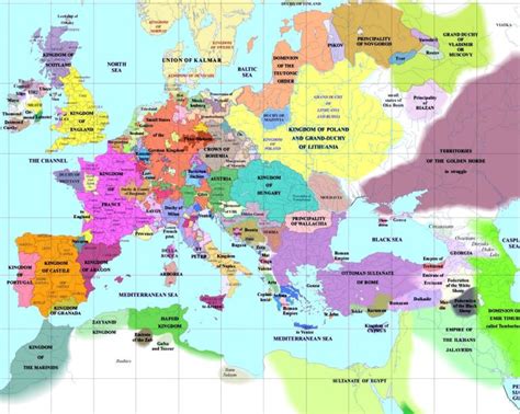 Map Of Europe In 1400 The Herb Pantagruelion
