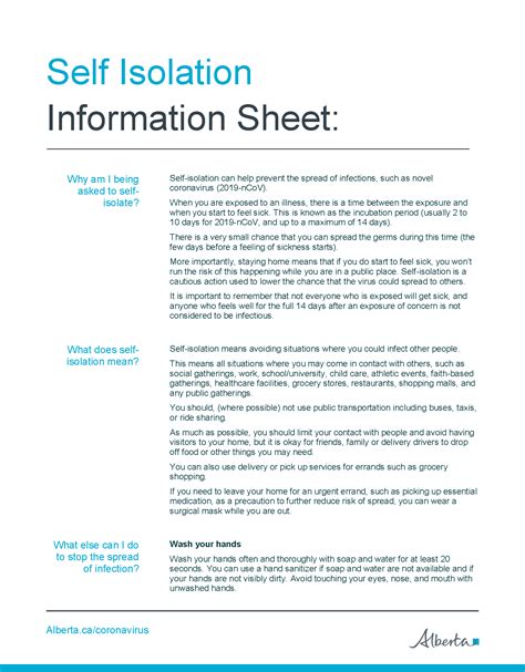 self isolation information sheet maskwacis health