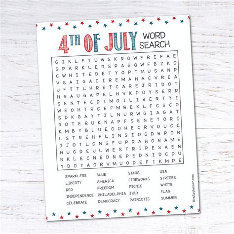 Free Printable 4th Of July Word Search — Krafty Planner