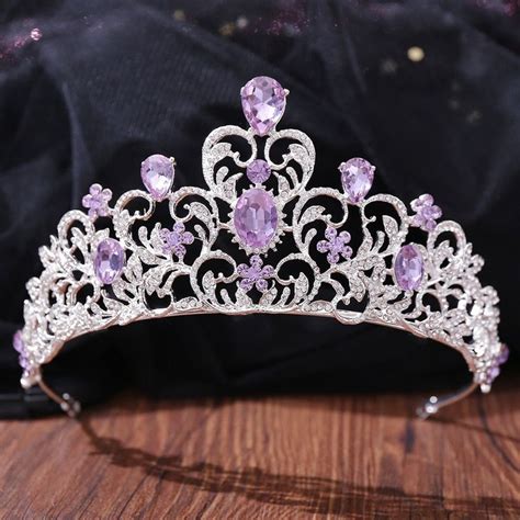 New Silver Purple Baroque Headbands Crystal Tiaras Crowns Bride Noiva