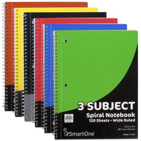 20 Pieces 3 Subject Notebook Wide Ruled 120 Sheets Notebooks At