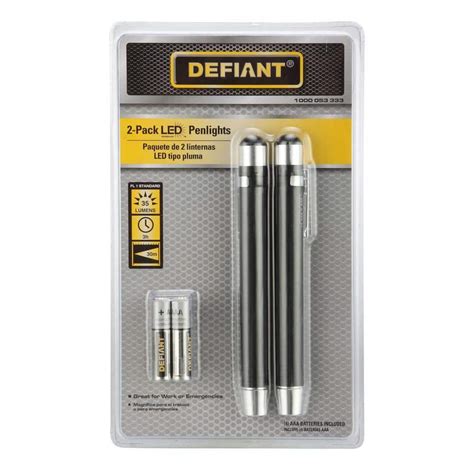 Defiant Led Pen Flashlight 2 Per Pack Hd13q409 The Home Depot