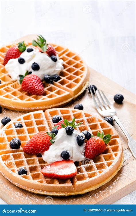 Waffles With Fresh Fruit Stock Image Image Of Fresh 58029665
