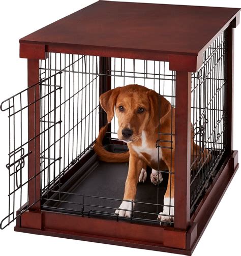 Merry Products Double Door Furniture Style Dog Crate Mahogany 24 Inch
