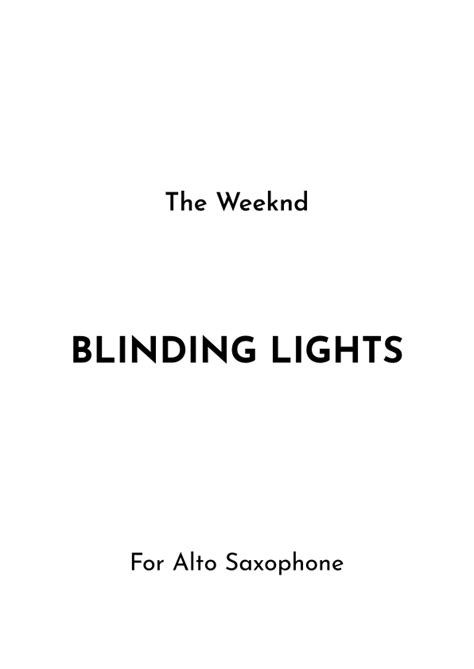 Blinding Lights Arr Jireh J Sheet Music The Weeknd Alto Sax Solo