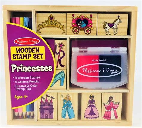 Melissa And Doug Princesses Wooden Stamp Set Kit 15pc Arts Etsy