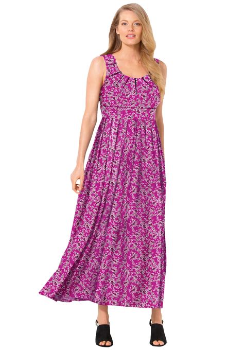 Woman Within Woman Within Womens Plus Size Empire Waist Print Maxi