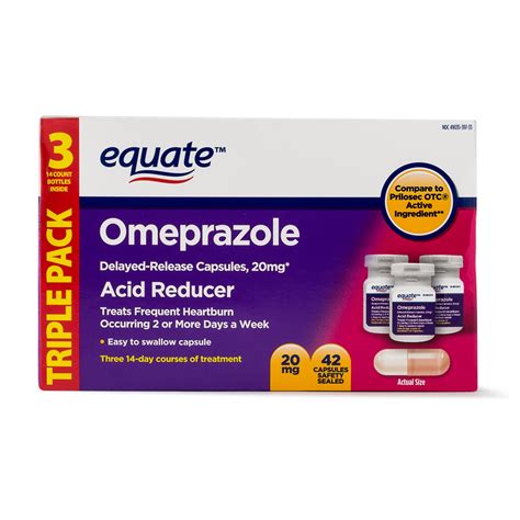 Equate Acid Reducer Omeprazole Capsules 206 Mg 42 Ct 3 Pk