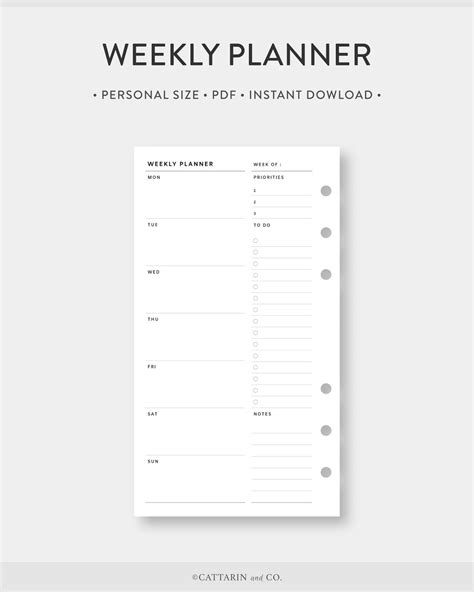 Personal Weekly Planner Printable Minimalist To Do Task List Wo1p
