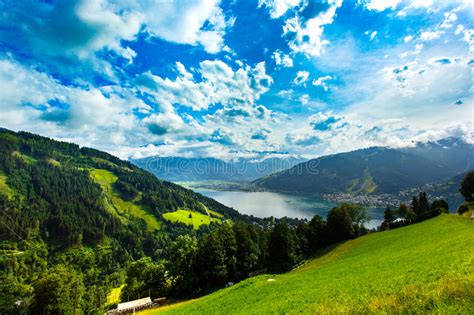 View Over Zeller See Lake Zell Am See Austria Europe Stock Photo