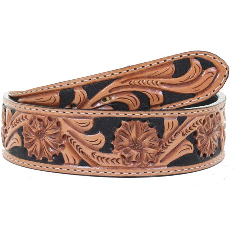 B027 Fast Ship Floral Tooled Tapered Belt Double J Saddlery