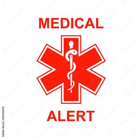 Medical Alert Sign Clipart Image Isolated On White Background Stock